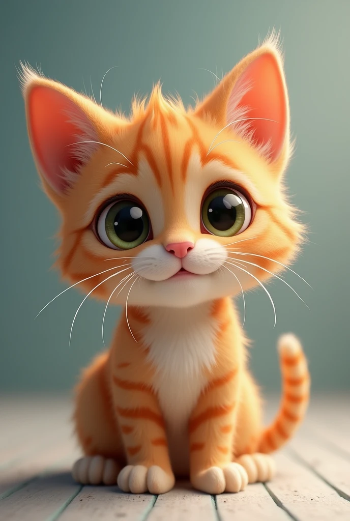 Create a cute CAT with big eyes with curious faition