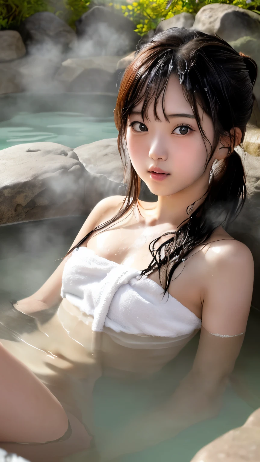 ((Beautiful Japanese Girl))、(Japanese Model), (Japanese women)、((Beautiful 12 year old girl))、((Junior.Idol))、(Black Hair)、(Random Hairstyles)、(Sexy look)、((whole body))、((Flat Chest、Small breasts))、(immature body shape)、(whole body光沢肌、Fair skin)、((Wrap a thin white towel around your body.))、((Thin towel(濡れたThin towelを通して彼女の肌が見える))、(濡れたThin towelの上から乳首の形がはっきりわかる)、(濡れたThin towelを通して彼女のオマンコの形がはっきり見える)、((濡れたThin towelが彼女の肌に密着して張り付いています))、(Soft natural light)、((Deep in the forest(Natural hot springs gush out))、((Hot springs surrounded by rocks))、((deep bathtub(deep hot spring))、((Onsen Girls))、((Enter the hot spring))、((A woman warming herself in a hot spring))、((A woman lying down and relaxing in a hot spring))、((Soak in a hot spring))、((腰までSoak in a hot spring))、((寝転んでSoak in a hot spring))、((Sleep in hot springs))、((Soak in a hot spring))、((肩までSoak in a hot spring))、((Extremely clear hot spring water))、((The main body seen from the water surface))、((A hot spring with thick steam))、((A lot of steam rises from the hot spring....))