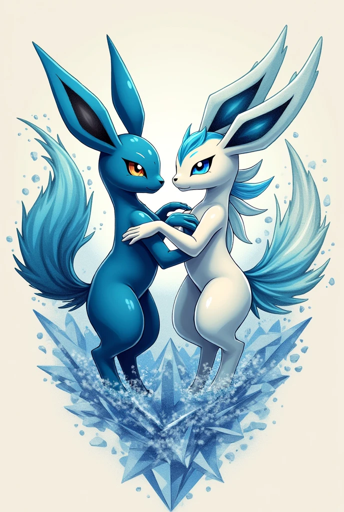 Make a tattoo image with a vaporeon and a glaceon