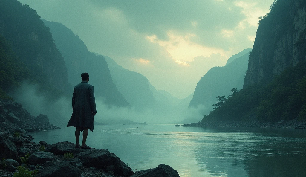 Why hate the desolation after drinking,One sorrow is not enough to unite a river,Chinese style,Movie storyboard