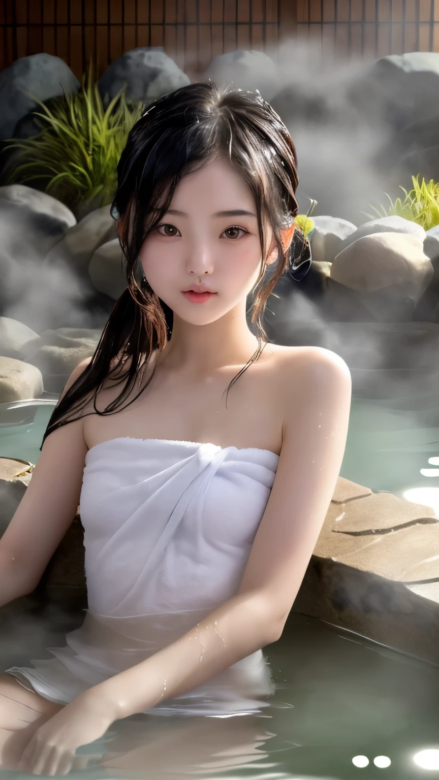 ((Beautiful Japanese Girl))、(Japanese Model), (Japanese women)、((Beautiful 12 year old girl))、((Junior.Idol))、(Black Hair)、(Random Hairstyles)、(Sexy look)、((whole body))、((Flat Chest、Small breasts))、(immature body shape)、(whole body光沢肌、Fair skin)、((Wrap a thin white towel around your body.))、((Thin towel(濡れたThin towelを通して彼女の肌が見える))、(濡れたThin towelの上から乳首の形がはっきりわかる)、(濡れたThin towelを通して彼女のオマンコの形がはっきり見える)、((濡れたThin towelが彼女の肌に密着して張り付いています))、(Soft natural light)、((Deep in the forest(Natural hot springs gush out))、((Hot springs surrounded by rocks))、((deep bathtub(deep hot spring))、((Onsen Girls))、((Enter the hot spring))、((A woman warming herself in a hot spring))、((A woman lying down and relaxing in a hot spring))、((Soak in a hot spring))、((腰までSoak in a hot spring))、((寝転んでSoak in a hot spring))、((Sleep in hot springs))、((Soak in a hot spring))、((肩までSoak in a hot spring))、((Extremely clear hot spring water))、((The main body seen from the water surface))、((A hot spring with thick steam))、((A lot of steam rises from the hot spring....))
