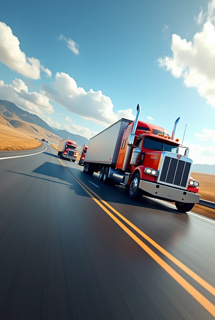 Run a few trucks on the highway to create the feeling of speed and turn left.