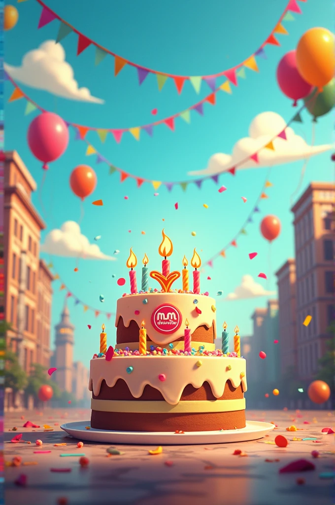 Make an happy birthday photo for birthday of OSM(Open street Mapping) with cake
