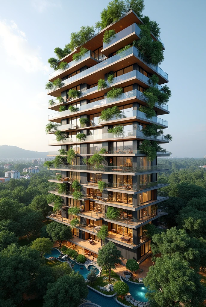 High-rise condominium surrounded by nature, comfortable for living throughout the building