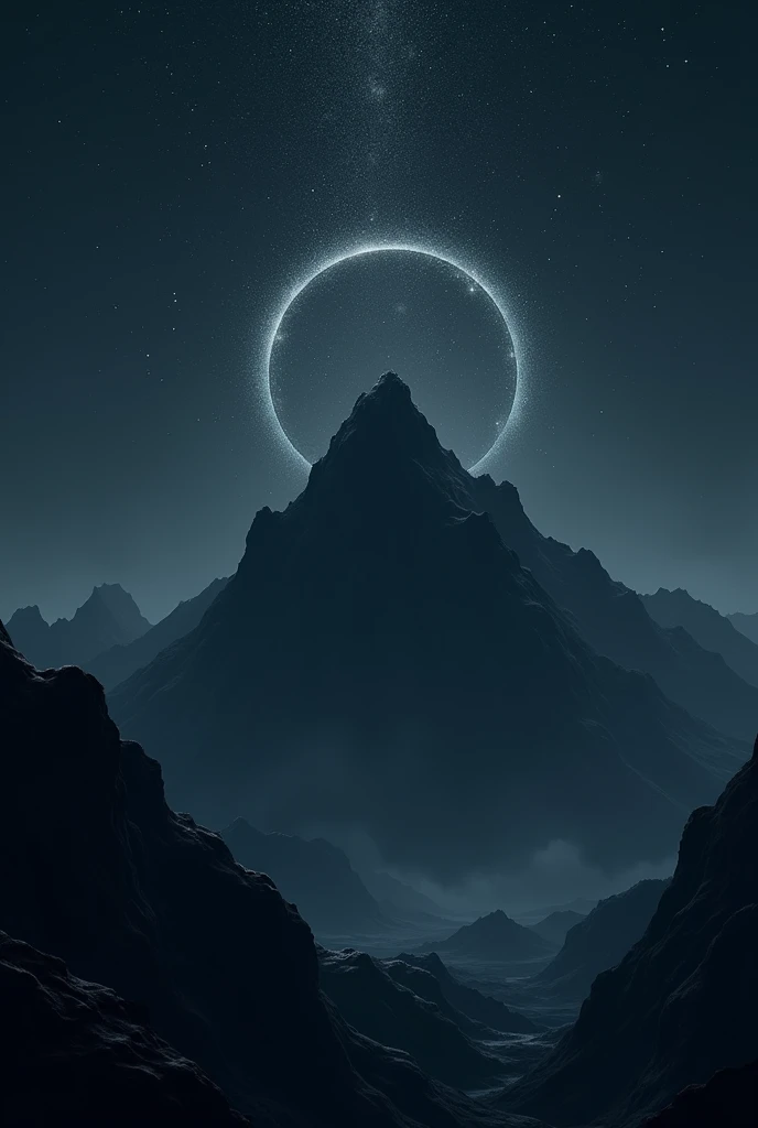Realistic dark mountain with star and rine