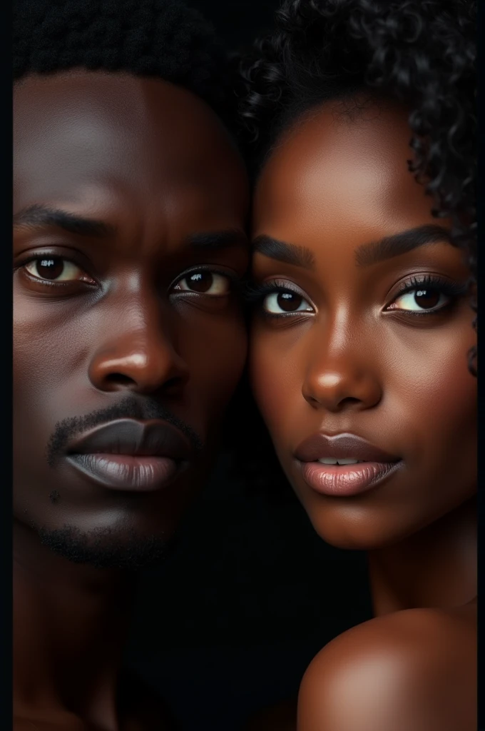 Dark brown couple face photo