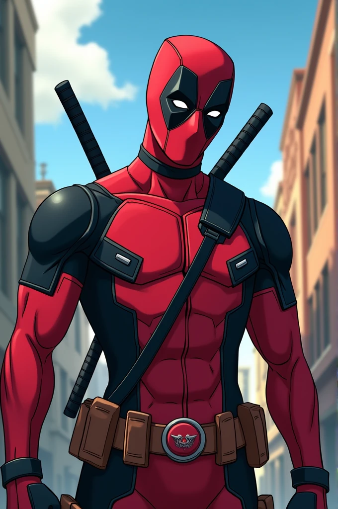 Deadpool in the style of anime Ghibli, Extremely detailed, UHD 4k