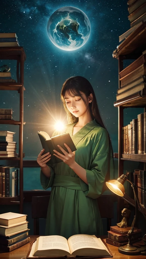 theme: Keywords for improving academic performance: Academics、Concentration、A fountain of knowledge、Improve your grades、Goal Achievement、The Light of Learning、wisdom、barely lucky、success、Effort Item: Book、pen、Note、dictionary、古代のwisdomを象徴する巻物、Goddess of Learning(example: Minerva)Statue of、Glowing lamp、Tree of Knowledge、Desk and lamp、開いたBookから光が差し込むイメージ
色: wisdomとConcentrationを高める青色、successと自信を象徴する金色、A green background that promotes calm and focus: Quiet Study、library、Shelves lined with old books、Stars shining in the night sky々Scene symbols to study under: The owl is a symbol of knowledge、successを導く星、Goal Achievementを象徴する登り切った山
雰囲気: Calm space、Concentrationが高まり、An atmosphere of accomplishment where your efforts are rewarded, etc.: A bright light symbolizing the future that can be opened by continuing your studies、The energy that makes you feel powerful as you move towards your goal