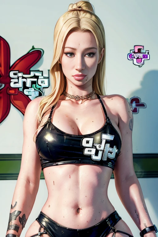 ((A highly detailed typographic poster of Iggy Azalea in the style of GTA 5:1.5)), intricate 3D text with depth and shadows, dynamic lighting, gritty urban atmosphere, vibrant neon colors, cinematic camera angle, dramatic composition, masterpiece.