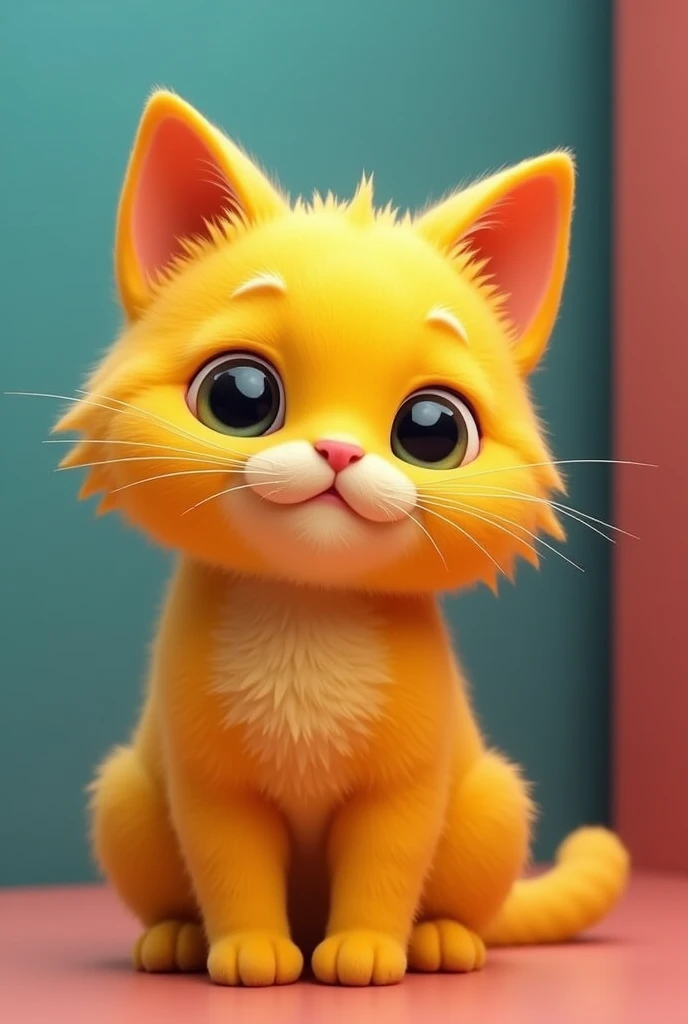 a yellow cat with a colored background