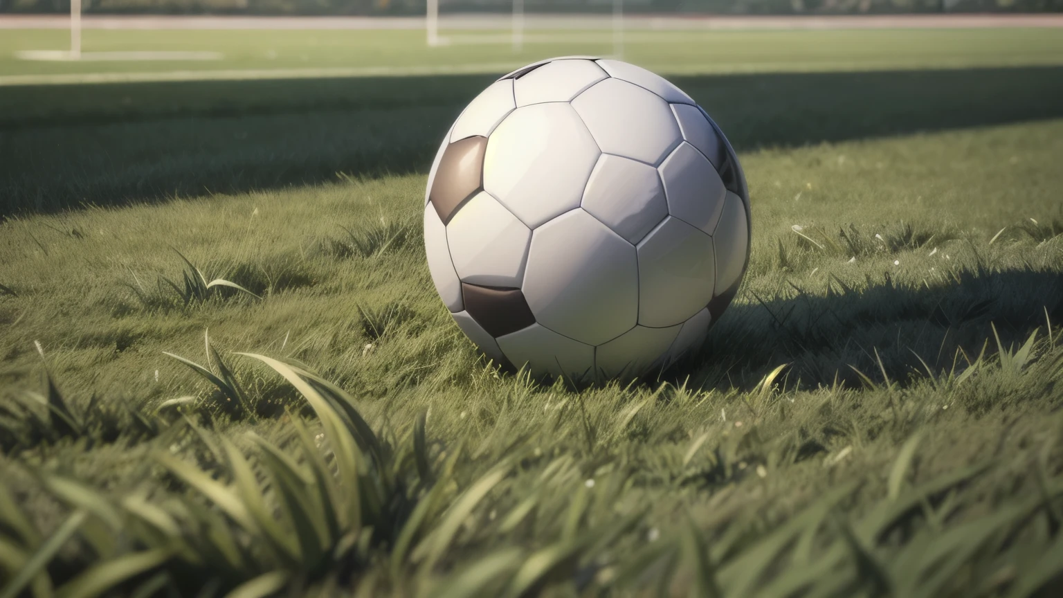 Soccer ball on the grass of the football field，nobody