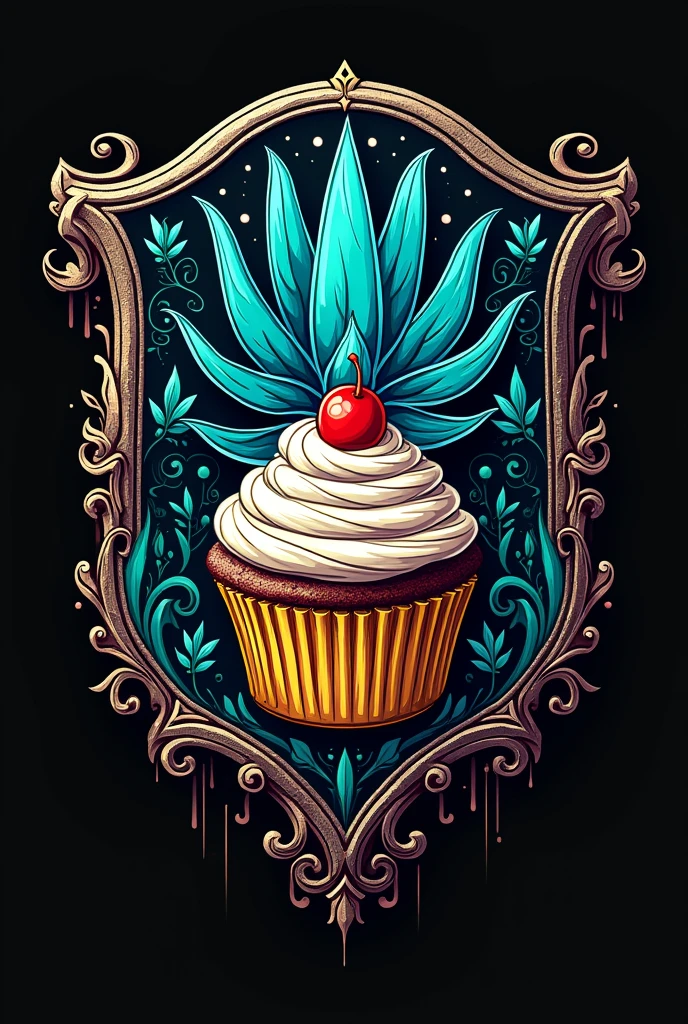 An image of the shield of a motorcycle club Motronados It must have agave and an opal Tequila and a cupcake BMW GS 1250 type motorcycle