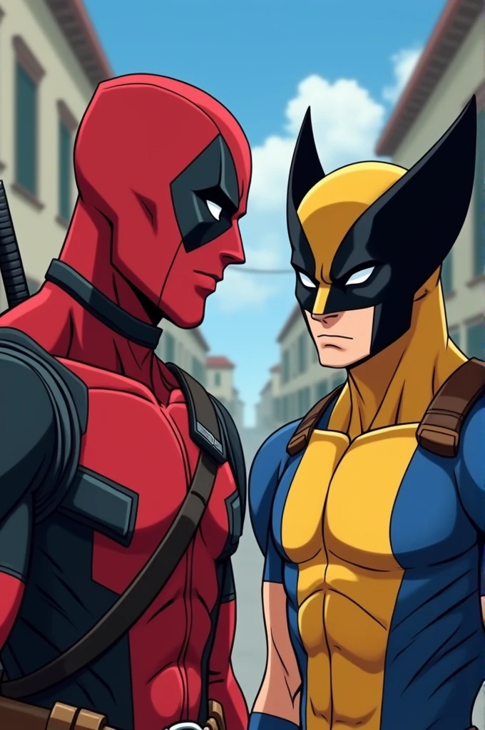 Deadpool and Wolverine in the style of anime Ghibli, Extremely detailed, UHD 4k