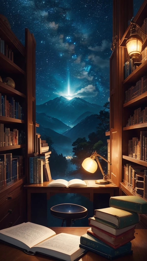 A powerful light that improves academic performance shines down on you、Good luck images that attract academic improvement Keywords: Academics、Concentration、A fountain of knowledge、Improve your grades、Goal Achievement、The Light of Learning、wisdom、barely lucky、success、Effort Item: Book、pen、Note、dictionary、古代のwisdomを象徴する巻物、Goddess of Learning(example: Minerva)Statue of、Glowing lamp、Tree of Knowledge、Desk and lamp、開いたBookから光が差し込むイメージ 色: wisdomとConcentrationを高める青色、successと自信を象徴する金色、Green background promotes calm and concentration: Quiet Study、library、Shelves lined with old books、Stars shining in the night sky々Scene of studying under the symbol: The owl is a symbol of knowledge、successを導く星、Goal Achievementを象徴する登り切った山 雰囲気: Calm space、Concentrationが高まり、An atmosphere of accomplishment where your efforts are rewarded Other: A bright light symbolizing the future that can be opened by continuing your studies、The energy that makes you feel powerful as you move towards your goal