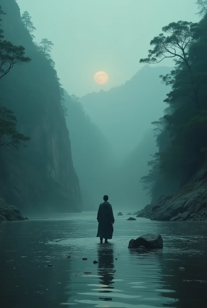 Why hate the desolation after drinking，One sorrow is not enough to unite a river，Chinese style，Sense of atmosphere，Movie storyboard，8K Ultra HD，Photography style