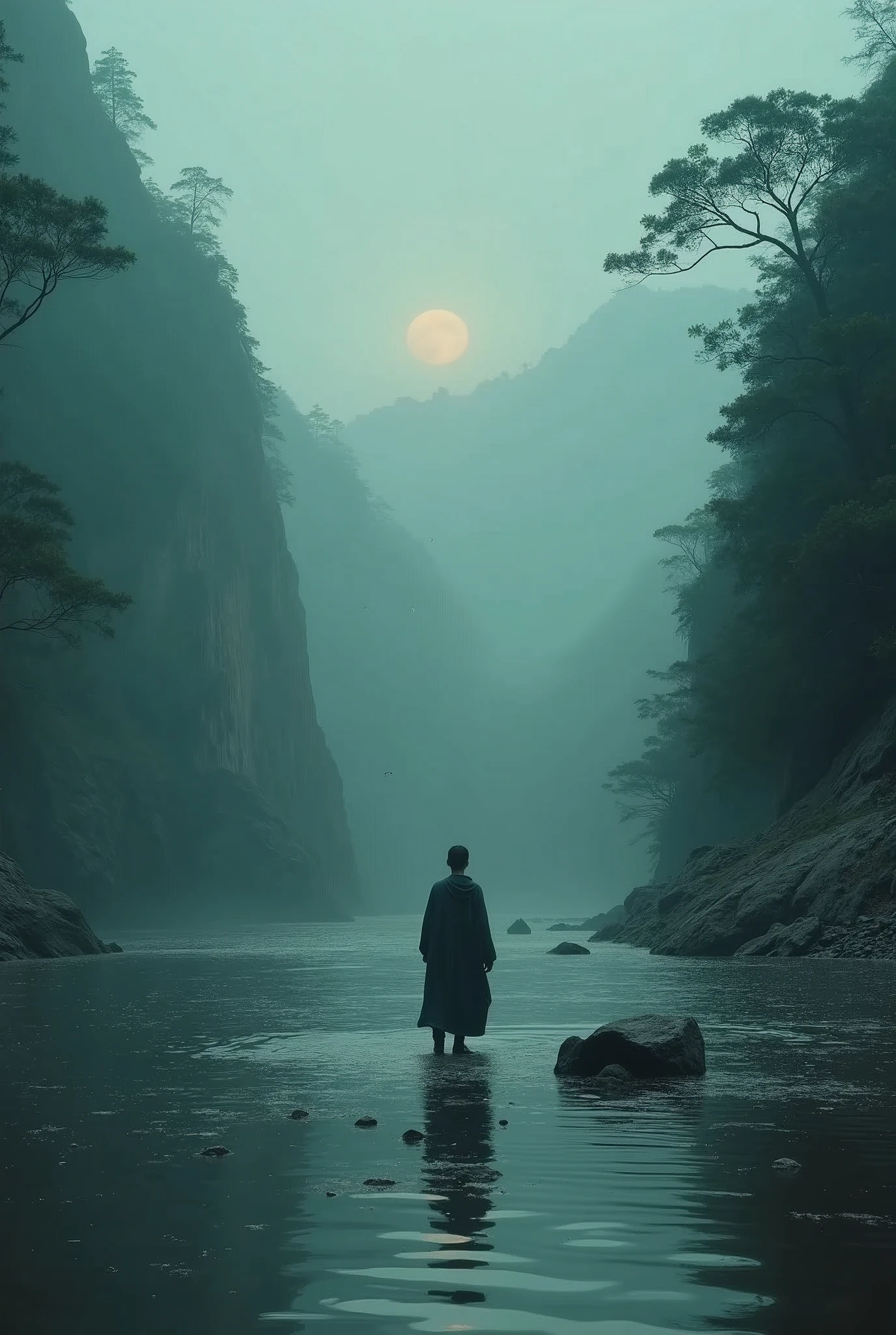 Why hate the desolation after drinking,One sorrow is not enough to unite a river,Chinese style,Sense of atmosphere,Movie storyboard,8K Ultra HD,Photography style