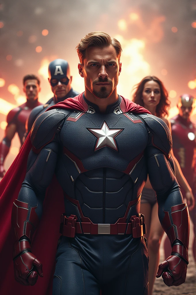 a group of marvel superhero characters, highly detailed, epic battle scene, cinematic lighting, dramatic poses, 4k, hyper realistic, photorealistic, masterpiece, (best quality,4k,8k,highres,masterpiece:1.2),ultra-detailed,(realistic,photorealistic,photo-realistic:1.37),muscular physique,intense expressions,dynamic action,vibrant colors,cinematic composition,dramatic shadows,powerful energy effects,advanced technology,futuristic setting
