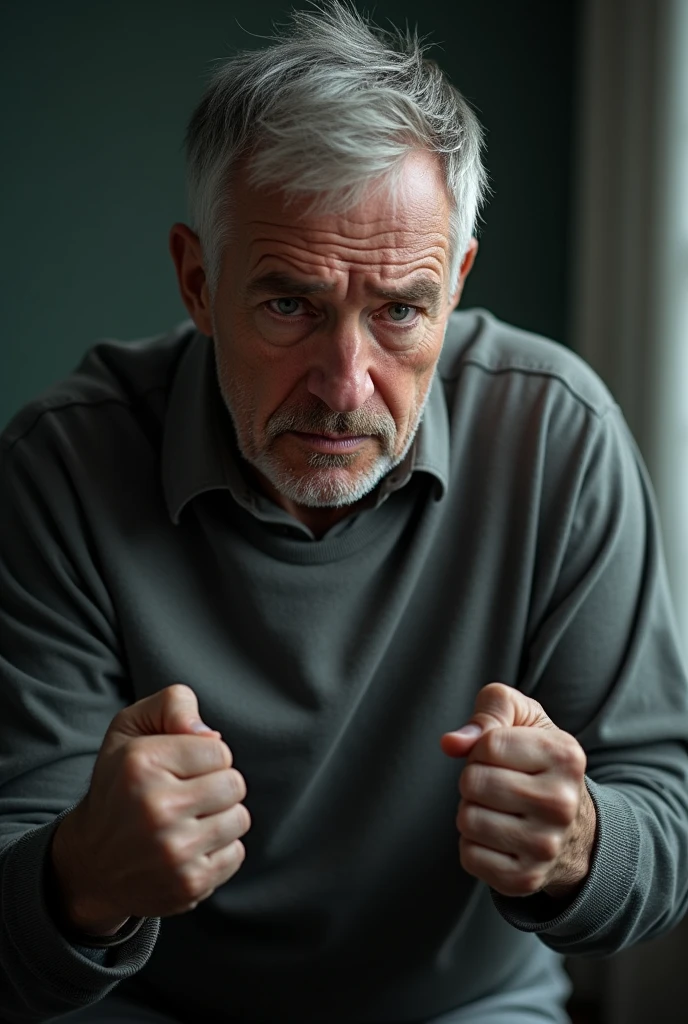 Make a pick of 45 year old sick guy feeling tension