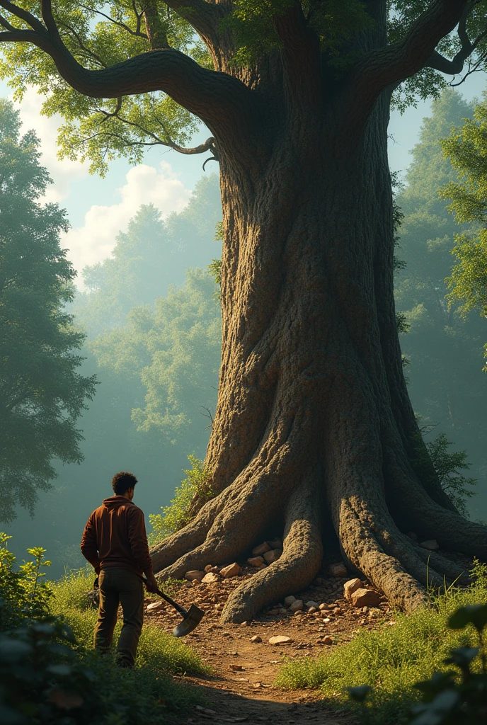 He thought that if he could cut it down by himself, he would earn a lot of money