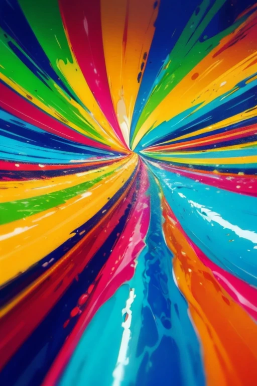Colorful liquid spurting out from the center of the screen