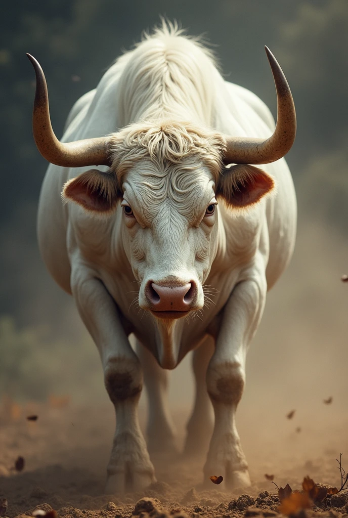white bull charging crypto curency