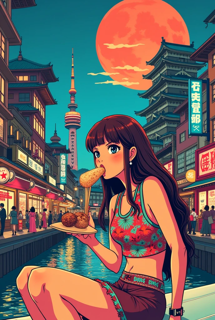 Surf brand Roxy’s Osaka T-shirt
ROXY takoyaki Tsutenkaku Osaka cassle