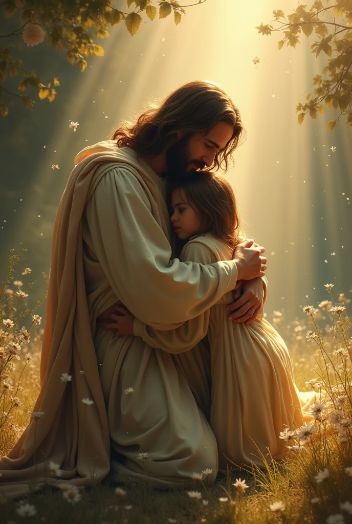 Me repenting before Jesus, Son of God, and Jesus comforting me with a hug