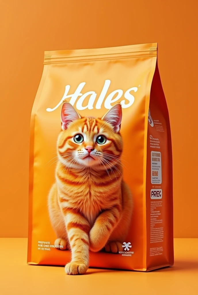 Orange cat food bag with no background