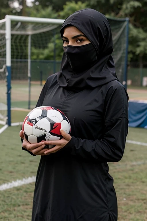 Busty niqab play soccer