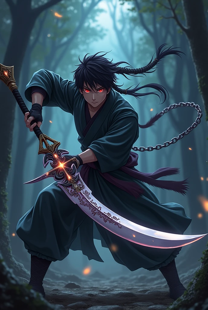 Anime style double axe kusarigama