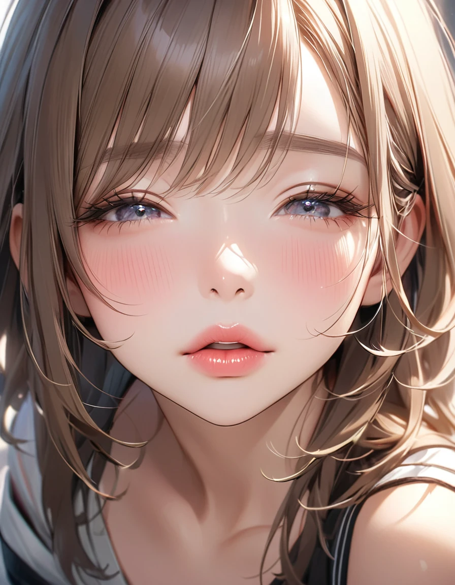 The face of a beautiful girl approaches the viewer, (Girls kissing), alone, (Hair Ribbon:0.4), Pink Eyes,(((White bun hair))),(((Pink long hair))),Perfect and attractive face, Mouth trying to kiss, close your eyes, Put your chin forward, Expectations, Shyness, joy, blush, Realistic and attractive nose, Delicate and elegant eyelashes, Fine and thin eyebrows, Natural Makeup, Delicate and perfect brushwork, young and lively々Fresh Skin, break: Showing affection to the audience, Expectations, Shyness, joy, blush, I close my eyes in fear, Put your chin forward, Lips asking for a kiss, Detailed and realistic skin texture, Cute and sexy gestures that will charm you, ((Facing the audience)), View your viewers, Jaw sticking out, Please lower your eyelids, Detailed and engaging, Seduce you, break ((Gently closed eyelids)), The approaching lips, break (close your eyes, Lips asking for a kiss, Approaching Face, Chin forward), (look up:1.3), ((Facing you)), break Face up and look up, Mouth closed for a kiss, (close your eyes:1.3), Expectations, Shyness, joy, blush, Realistic and captivating depictions, First-person view of the viewer, The kiss, (Close-up of face seen from above:1.2).