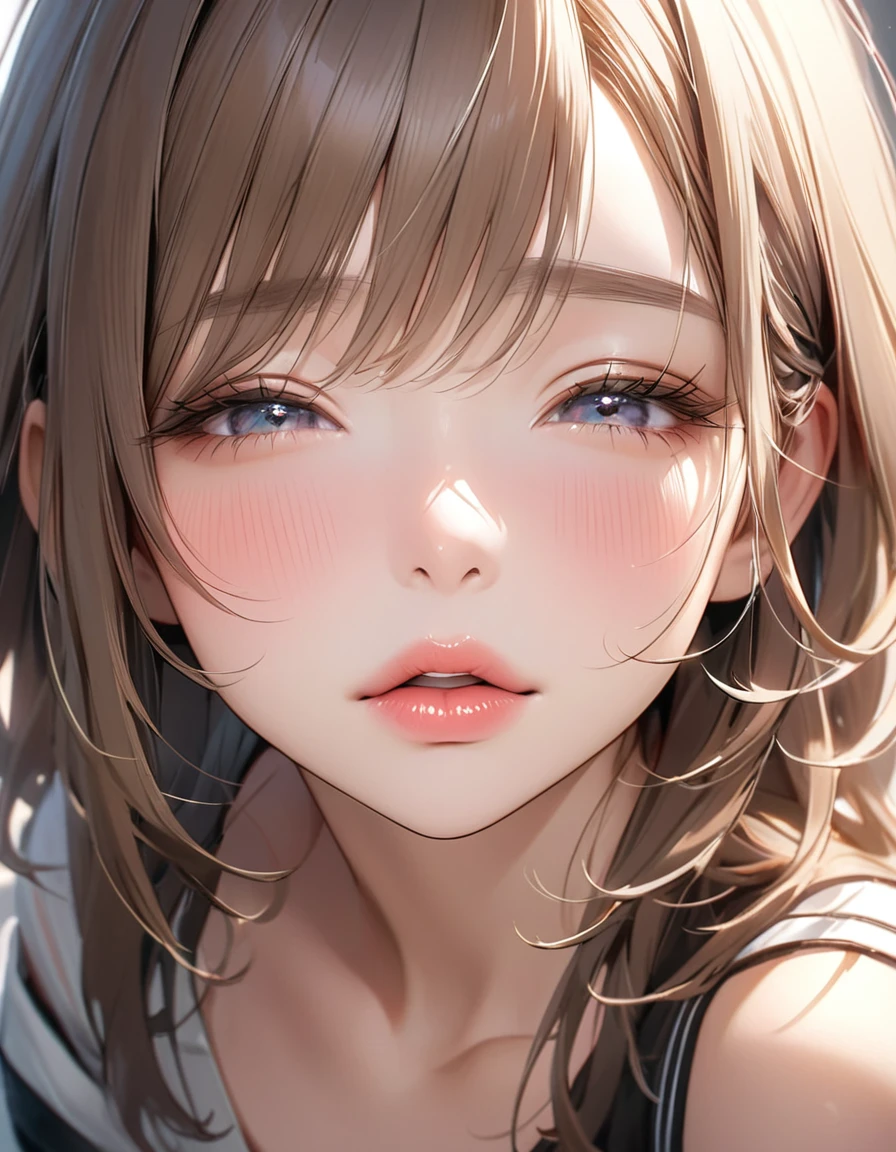 The face of a beautiful girl approaches the viewer, (Girls kissing), alone, (Hair Ribbon:0.4), Pink Eyes,(((White bun hair))),(((Pink long hair))),Perfect and attractive face, Mouth trying to kiss, close your eyes, Put your chin forward, Expectations, Shyness, joy, blush, Realistic and attractive nose, Delicate and elegant eyelashes, Fine and thin eyebrows, Natural Makeup, Delicate and perfect brushwork, young and lively々Fresh Skin, break: Showing affection to the audience, Expectations, Shyness, joy, blush, I close my eyes in fear, Put your chin forward, Lips asking for a kiss, Detailed and realistic skin texture, Cute and sexy gestures that will charm you, ((Facing the audience)), View your viewers, Jaw sticking out, Please lower your eyelids, Detailed and engaging, Seduce you, break ((Gently closed eyelids)), The approaching lips, break (close your eyes, Lips asking for a kiss, Approaching Face, Chin forward), (look up:1.3), ((Facing you)), break Face up and look up, Mouth closed for a kiss, (close your eyes:1.3), Expectations, Shyness, joy, blush, Realistic and captivating depictions, First-person view of the viewer, The kiss, (Close-up of face seen from above:1.2).