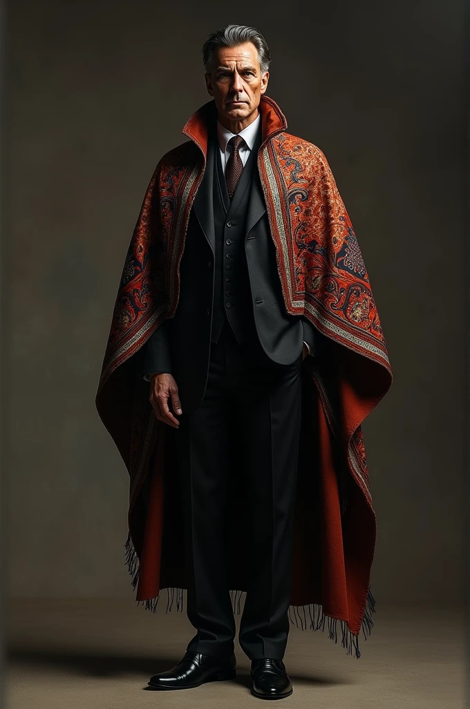 Nigris poncho with black suit
