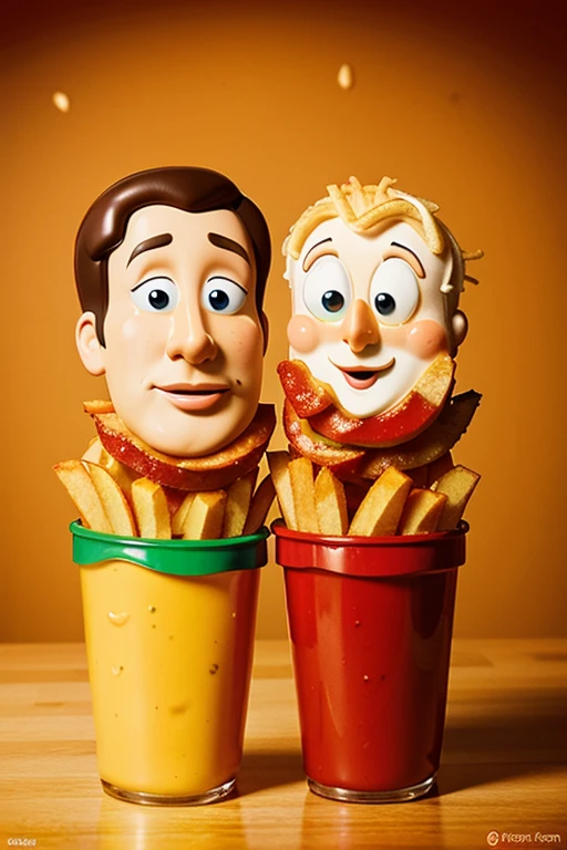 two animated fries