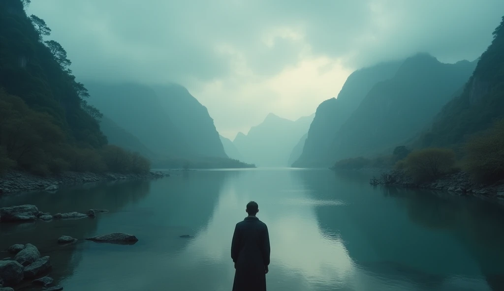 Why hate the desolation after drinking,One sorrow is not enough to unite a river,Chinese style,Sense of atmosphere,Movie storyboard,8K Ultra HD,Photography style