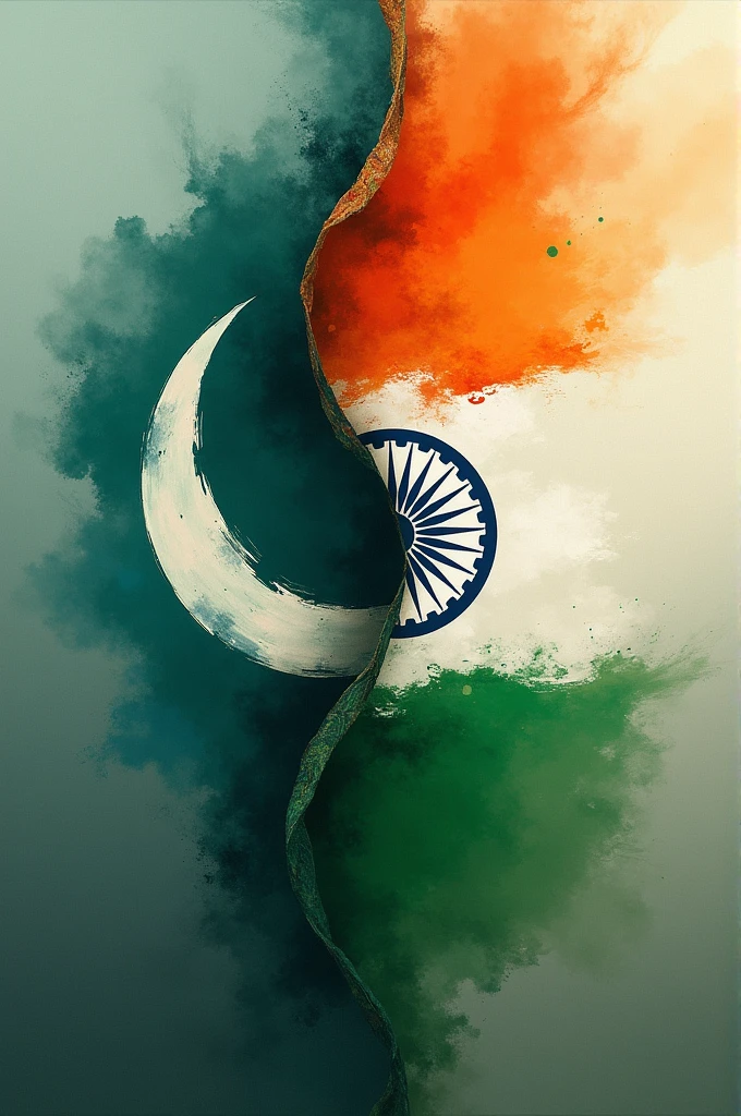 Pakistan and India flags in one picture beautiful art