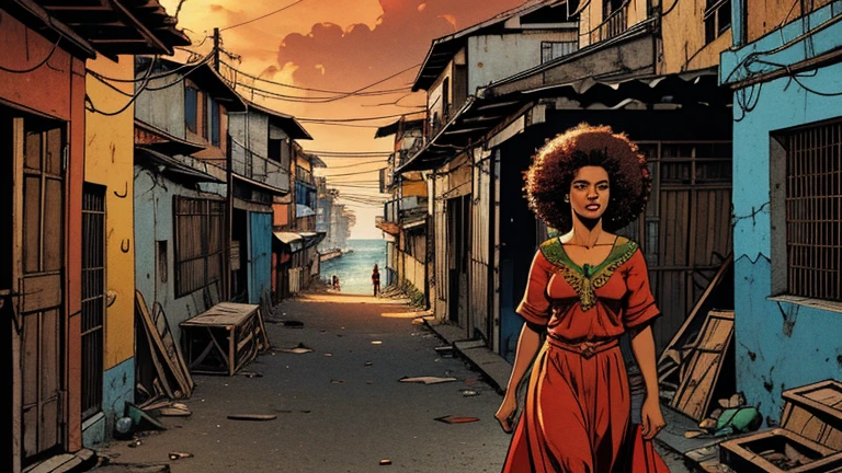 Nairobi, night, under the storm, art inspired by Bill Sienkiewicz and Dave McKean