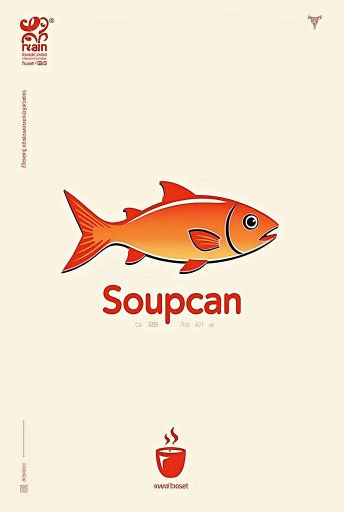 Soupcan Fish Brand Poster , minimal , 2024 , food ,cup red