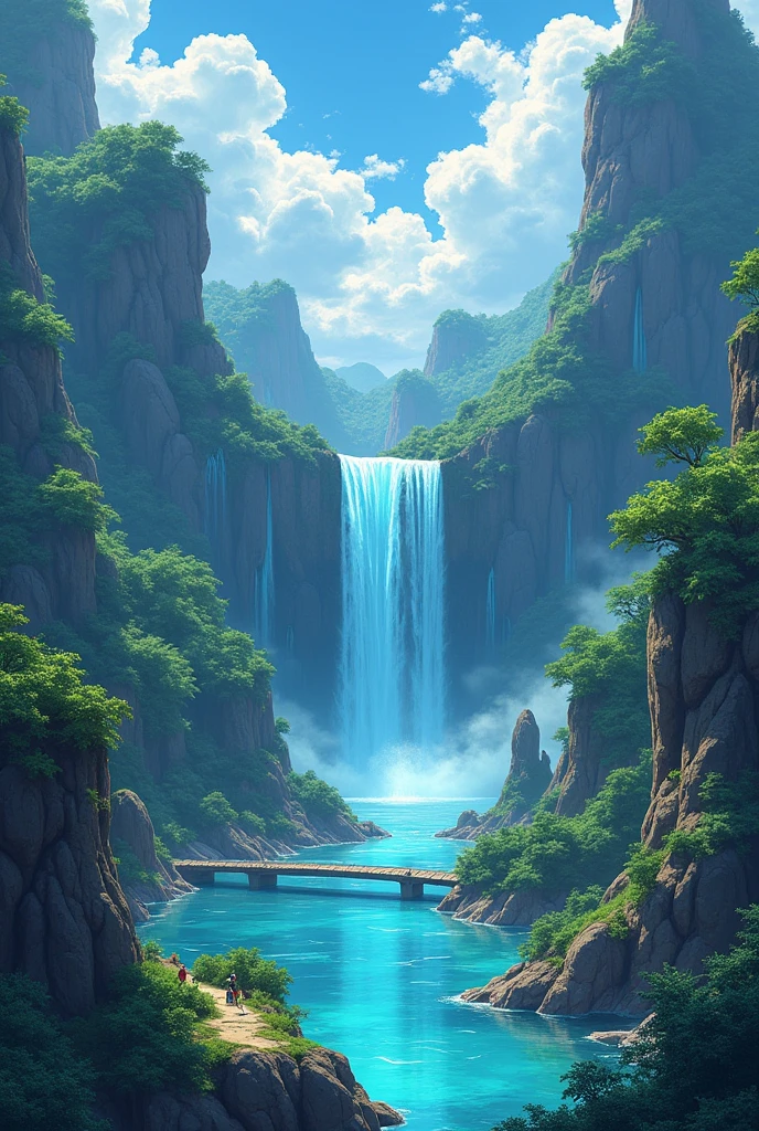 game map, Hyrule, 非常にDetailed map,Detailed map, Elevation Map,world map、Map of Isekai、Map of the Kingdom、Otherworldly Adventure、khd、Scrupulous、Ground View、Propagate upwards,Pixel art, Sky Waterfall, 《Avatar》At Pandora,Water element area,Between the two roads there is a lake,Shining crystals grow on the lake shore