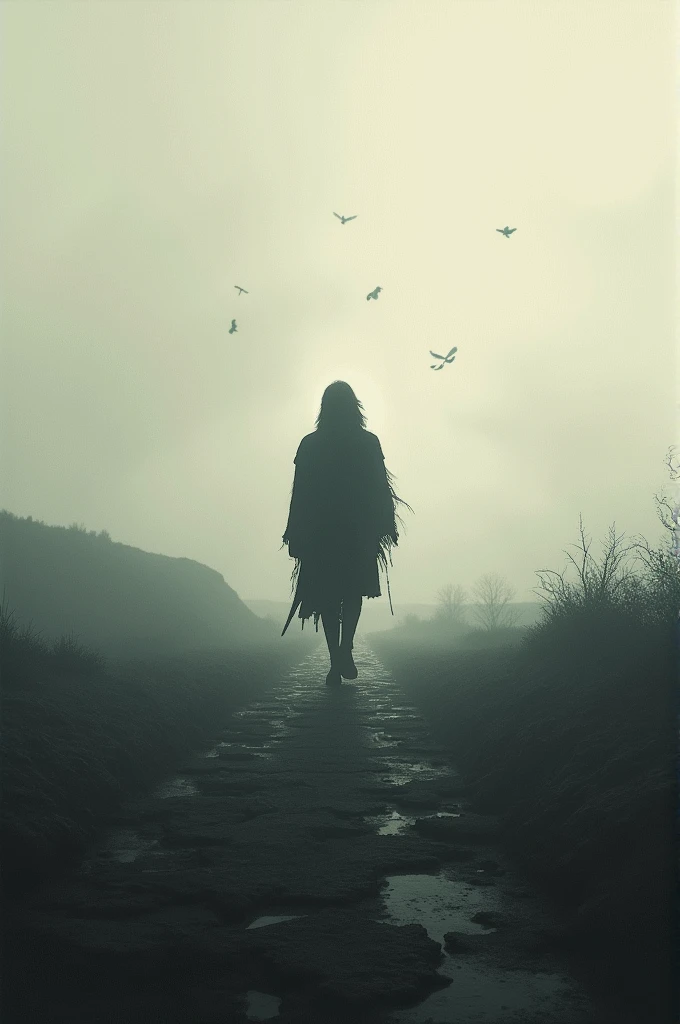 Create an image that matches this poem You walk through life following the paths that others trace,
absorbing every whisper, each judgment.
bet, Looking back, you will find that everyone has turned to dust,
and that, like them, you will also disintegrate,
without hope of a return."