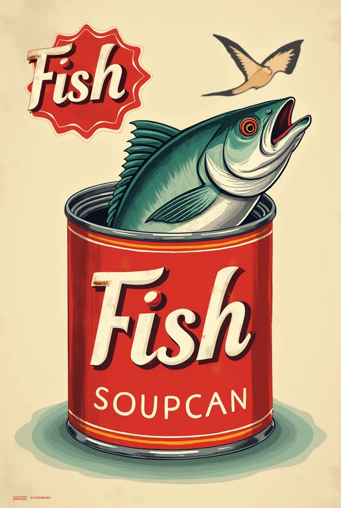 Soupcan Fish Brand Poster , 2024 , food , in cup red , real