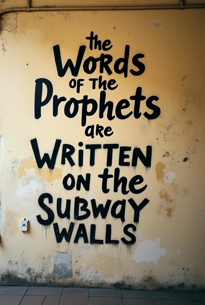 Typography Poster, "The Words Of The Prophets Are Written On The Subway Walls", on the dirty wall, 