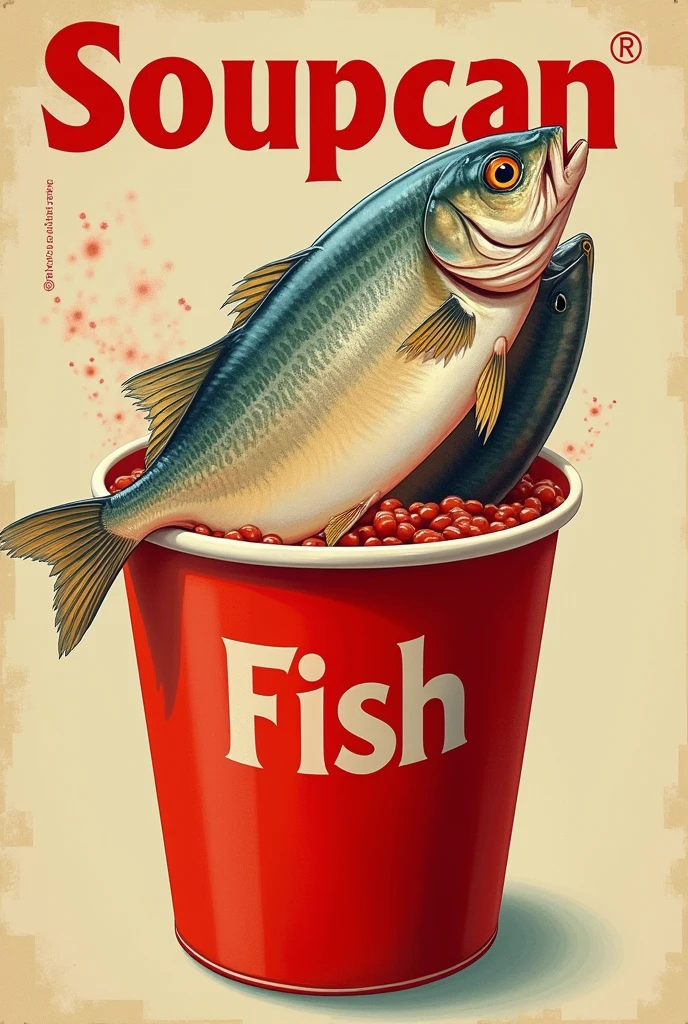 Soupcan Fish Brand Poster , 2024 , food , in cup red , so real