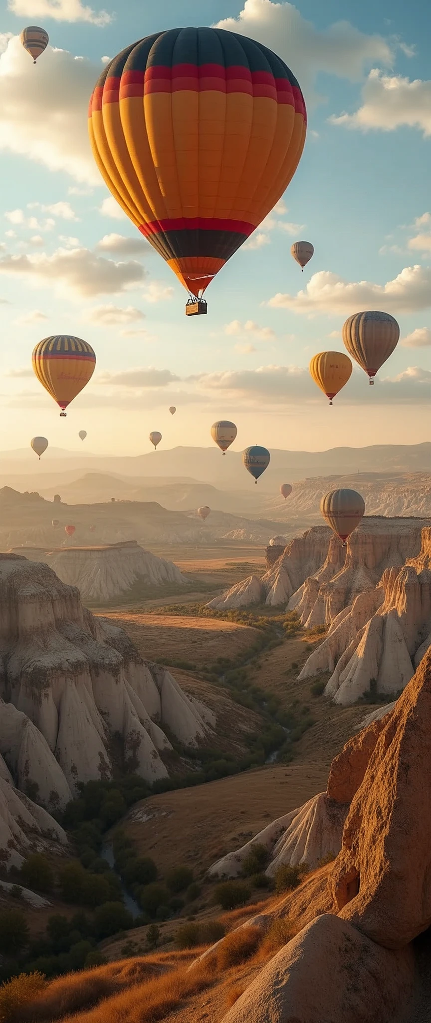 (Highest quality),(masterpiece:1.2),(Very detailed:1.2),Ultra-high resolution,(Photorealistic Stick),(RAW Photos:1.2),8k,Vast landscape photography,Realistic photos,Elaborate photos,A lot of balloons are flying,Beautiful balloons,Turkiye,Cappadocia,Written boundary depth,Sharp focus,In the clouds,Shooting from above,The land below,Beautiful colors,Written boundary depth,Wide Light,Low contrast,Backlight,Sharp focus,Vibrant colors,Fantasy,moving composition