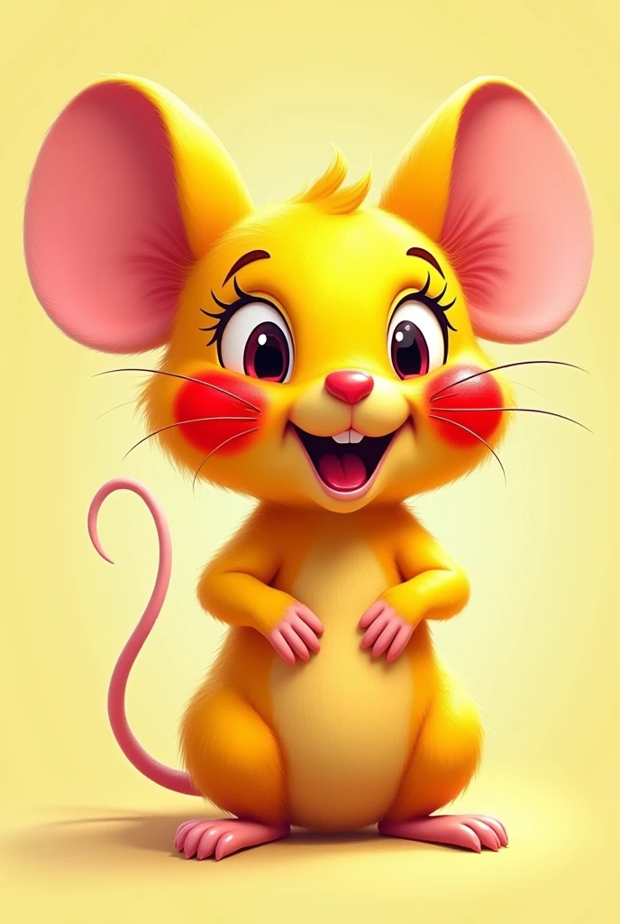 Yellow Mouse Cheek Painting Red