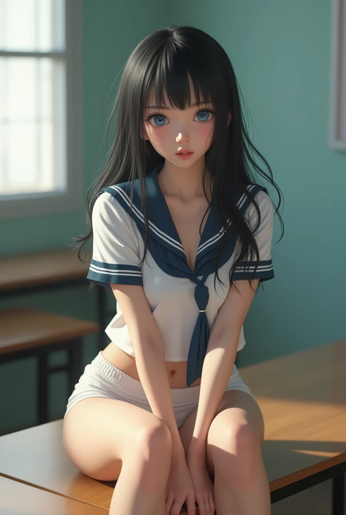 (Ultra-realistic), (number), (high resolution), (8K), (Very detailed), (Best number), (Exquisite and detailed), (best quality), (Very detailed), (masterpiece), (wallpaper), (Delicate face), Solitary, A girl, Viewers, Cafe staff、(high resolution),(high resolution),(high resolution),(8K), A girl, School__Transparent miniskirt white_scarf_Black_Knee socks、in high school classroom, Lying on the floor, Spread your legs, Shirts lift, Show your breasts, Spread your legs, squat, Not Wearing，Scandalous clothing，front，，Leakage，Realism，nude，can see，Open thighs，Exposing nipples，Standing