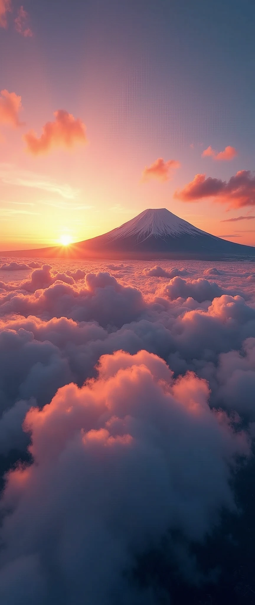 (Highest quality),(masterpiece:1.2),(Very detailed:1.2),Ultra-high resolution,Raw color photography,8k,Fisheye Lens,Vast landscape photography,Realistic photos,Elaborate photos,Skydiving Observation Deck,Written boundary depth,Sharp focus,In the clouds,Fuji Mountain,sunset,Beautiful colors,Written boundary depth,Wide Light,Low contrast,Backlight,Sharp focus,Vibrant colors,Moving configuration