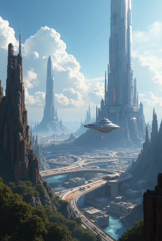 Create an ultra-technological super empire, wide sight.