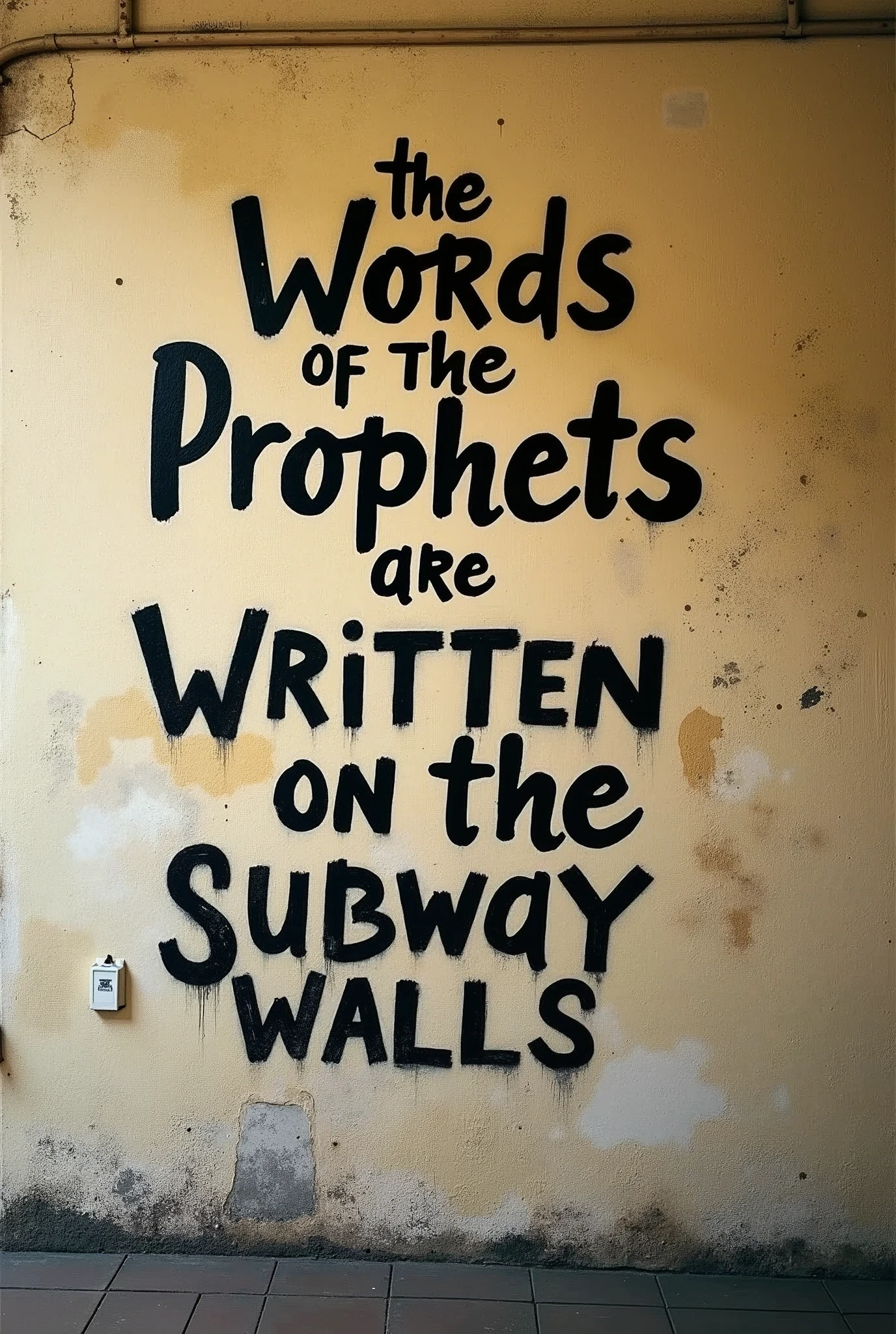Typography Poster, "The Words Of The Prophets Are Written On The Subway Walls", on the dirty wall,