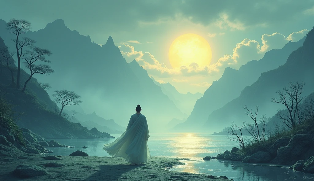 One picture describes five scenes，Movie storyboard scene 1:The sky rises straight up and destroys the vast，The Endless Tai Chi Long Scene 2:I haven&#39;t seen blood and grief for years，Forgetting Life and Death and Living in the Dust, Scene 3:Flying Stars Fly Far Away Crossing the Guan River，Ask the Lotus How to Know the Color of Ice and Snow Scene 4:Why hate the desolation after drinking，One Sorrow Is Not Enough to Unite the River Scene 5:The moon falls on the eaves of clothes，Borrowing a sword to pick flowers and scatter branches